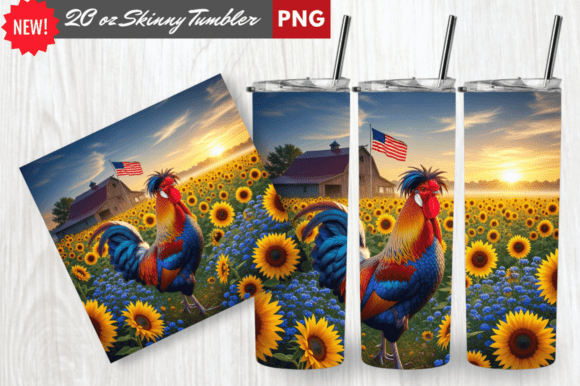 Download Patriotic Rooster American Flag Tumbler - Premium Bundle