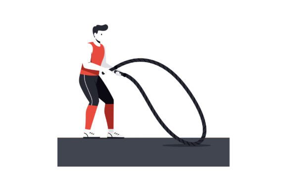 Download Man Exercising with Battle Ropes in Fitn - Premium Resources